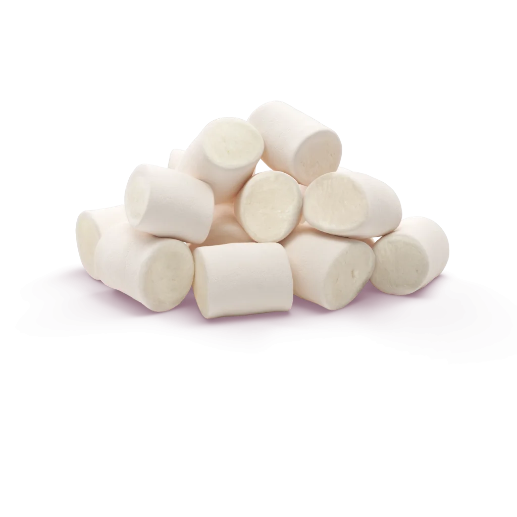 Pile of white gelatine-free mini marshmallows