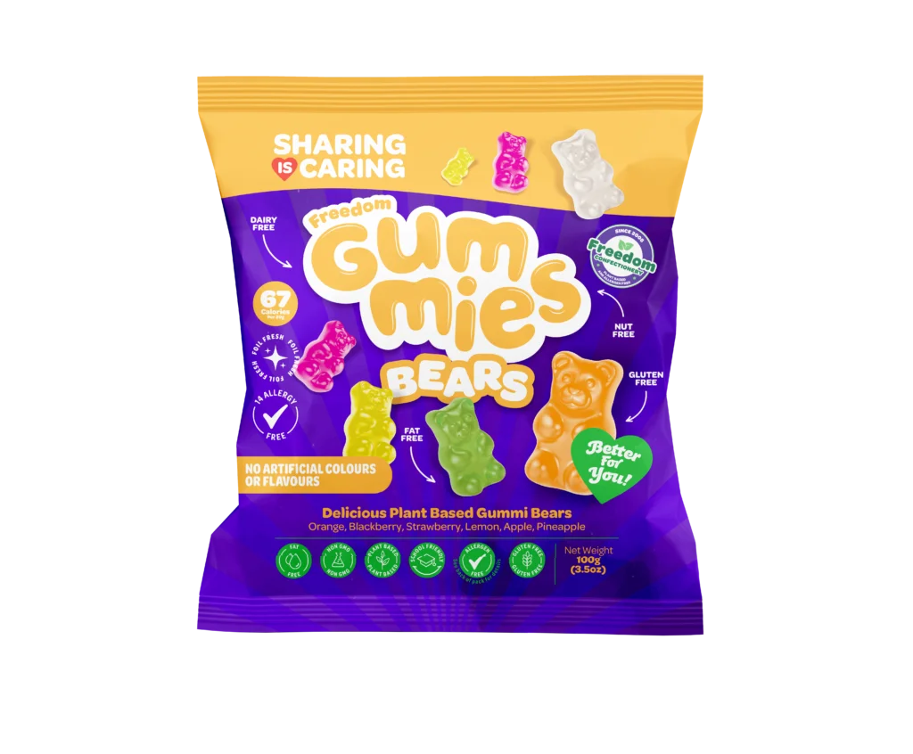 Freedom Gummies Bears 100g bag of vegan gummy bears