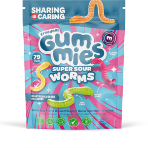 Freedom Gummies - Super Sour Worms - 170g Plant Based, Top 14 Allergy Free, Halal Certified, Kosher Suitable