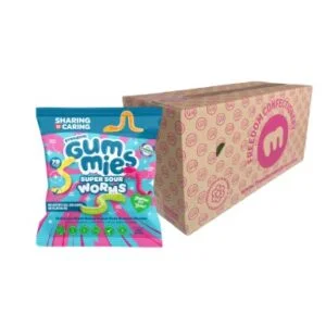 Freedom Gummies - Super Sour Worms Case x10 - 100g Plant Based, Top 14 Allergy Free, Halal Certified, Kosher Suitable