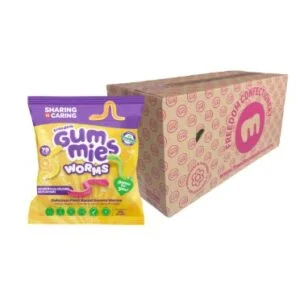 Freedom Gummies - Worms Case x10 - 100g plant-based, Top 14 Allergy Free, Halal Certified, Kosher Suitable