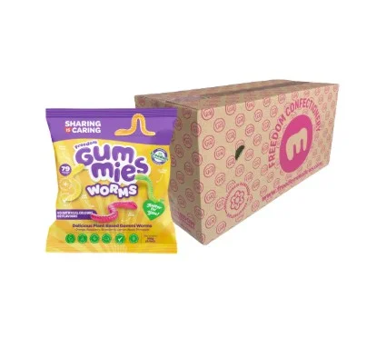 Freedom Gummies – Worms Case x10 – 100g plant-based, Top 14 Allergy Free, Halal Certified, Kosher Suitable