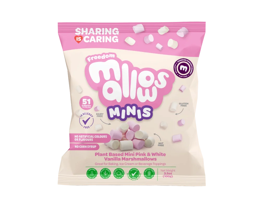 Freedom Mallows Mini Pink and White 100g bag - Top 14 allergen-free