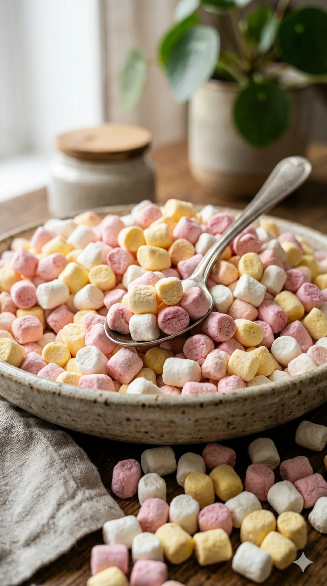 Crunchy freeze-dried pink and white mini marshmallows