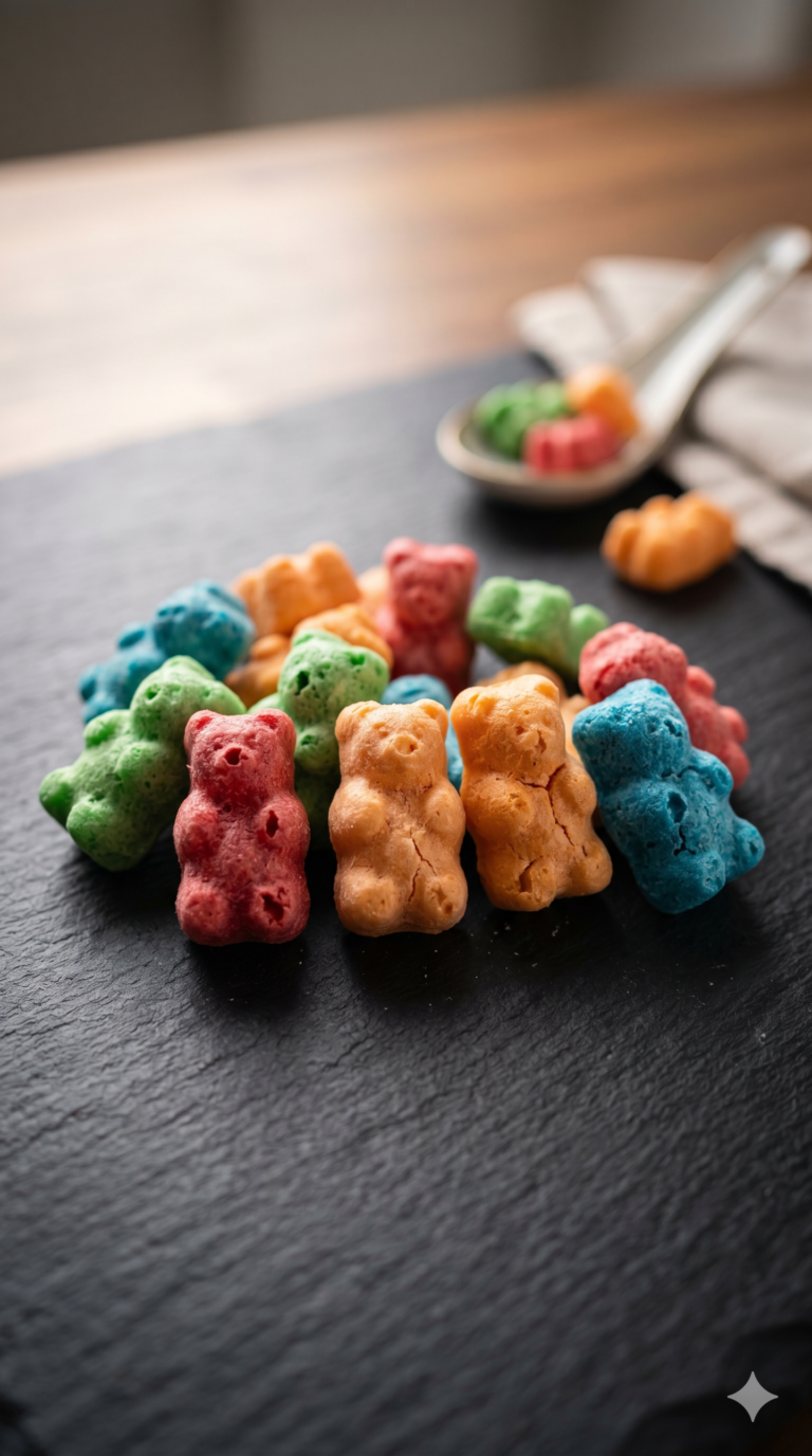 Freeze-dried vegan gummy bears